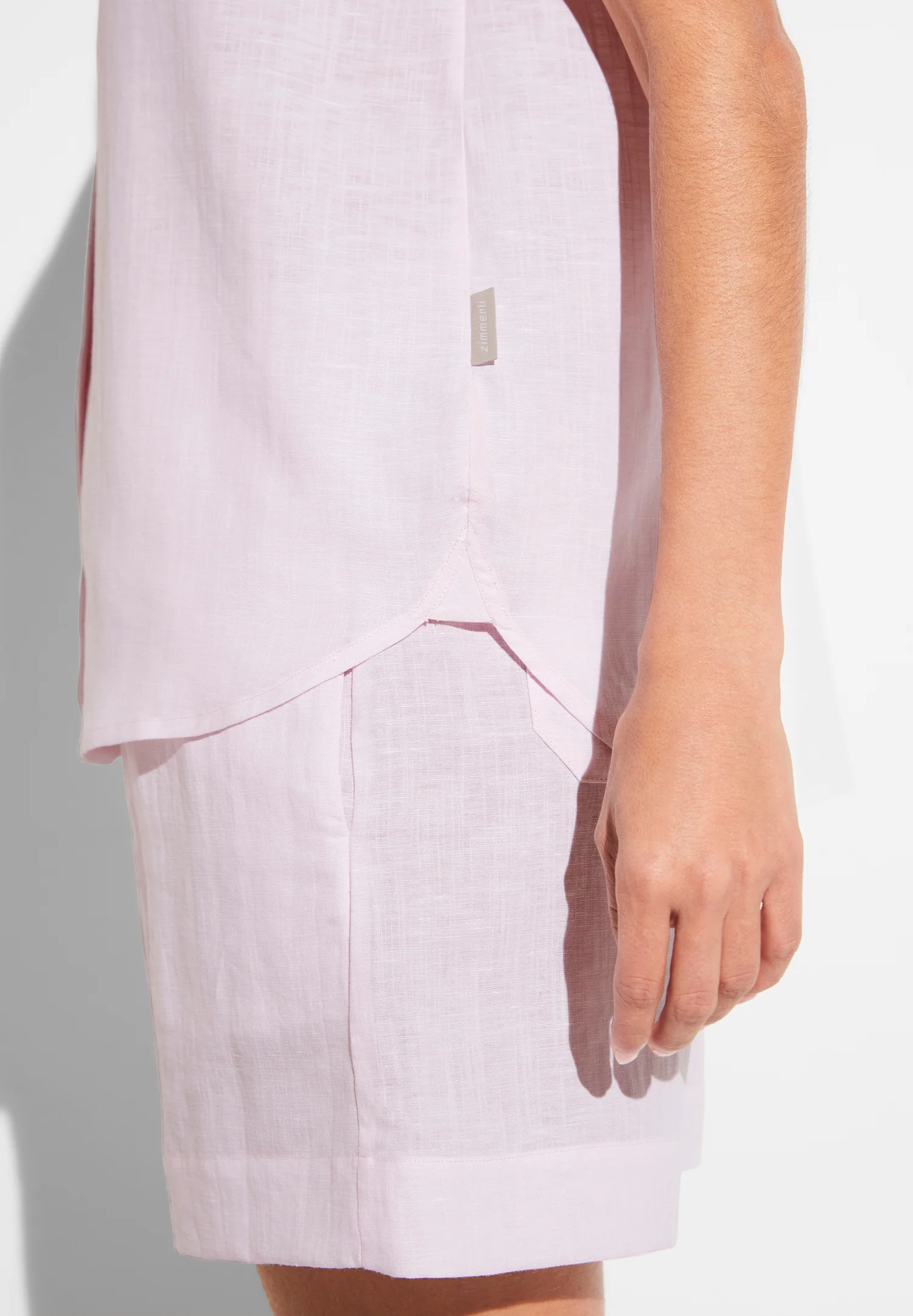 Linen Blend | Durchgeknöpftes Hemd kurzarm - pink whisper - Image 5