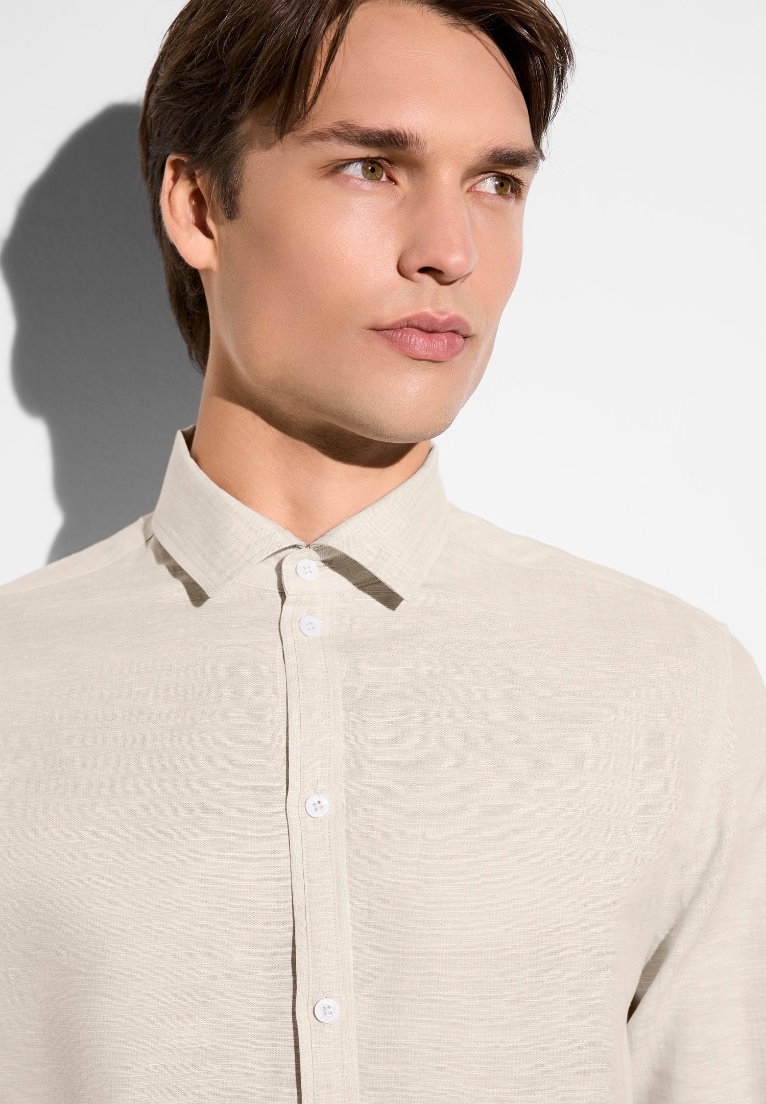 Linen Blend | Durchgeknöpftes Hemd langarm - beige - Image 4