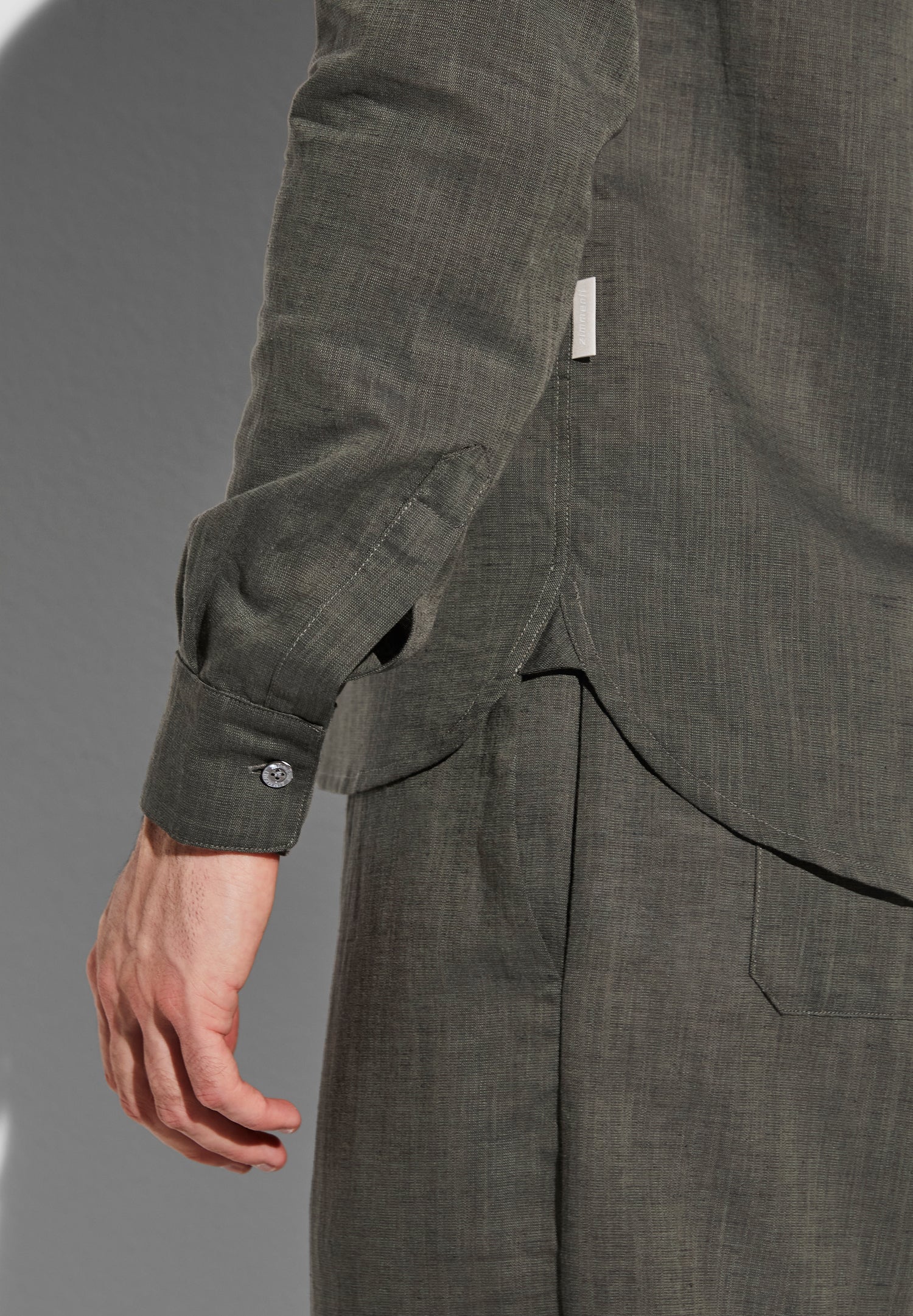 Linen Blend | Durchgeknöpftes Hemd langarm - dark olive - Image 4