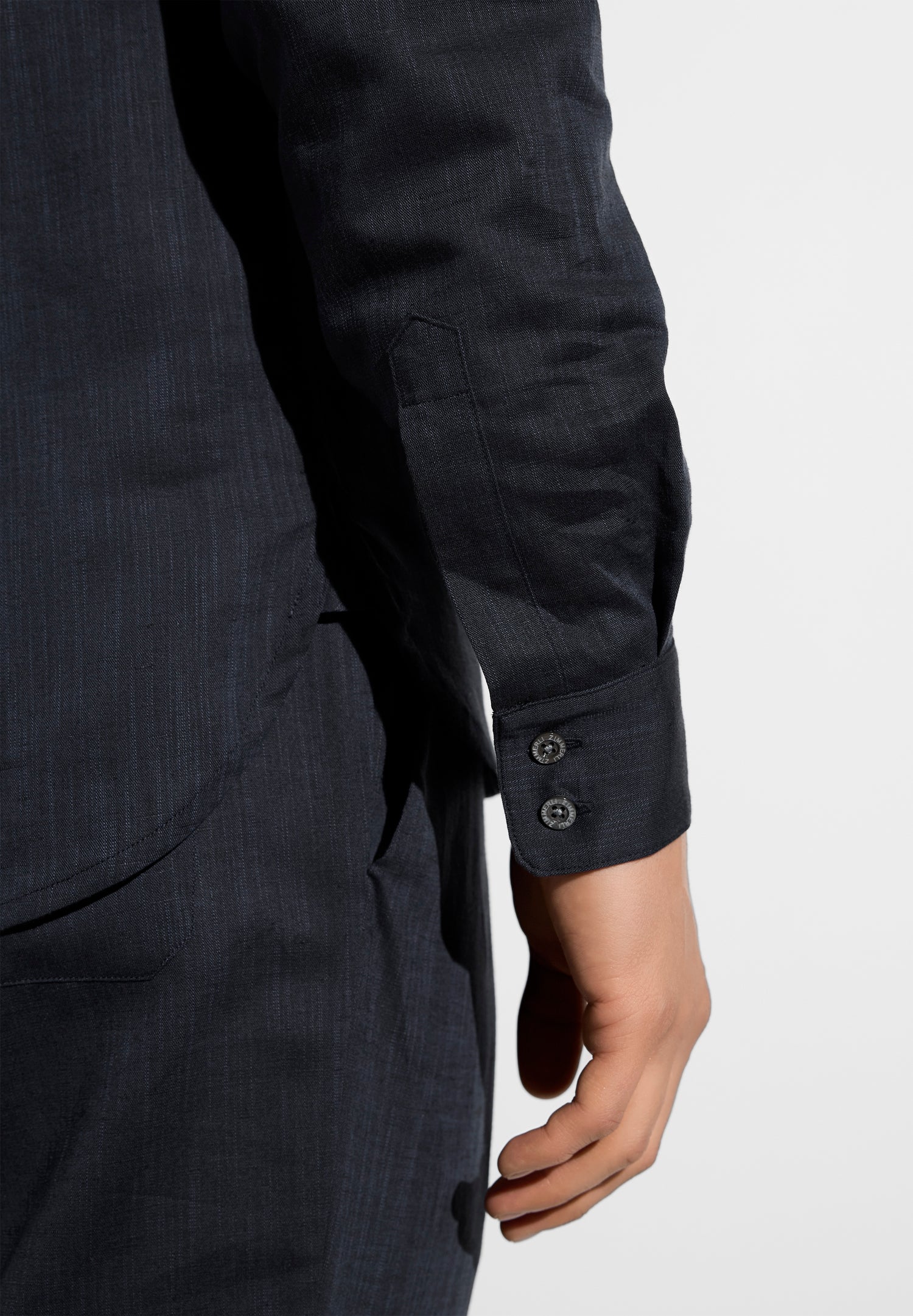 Linen Blend | Durchgeknöpftes Hemd langarm - navy - Image 6