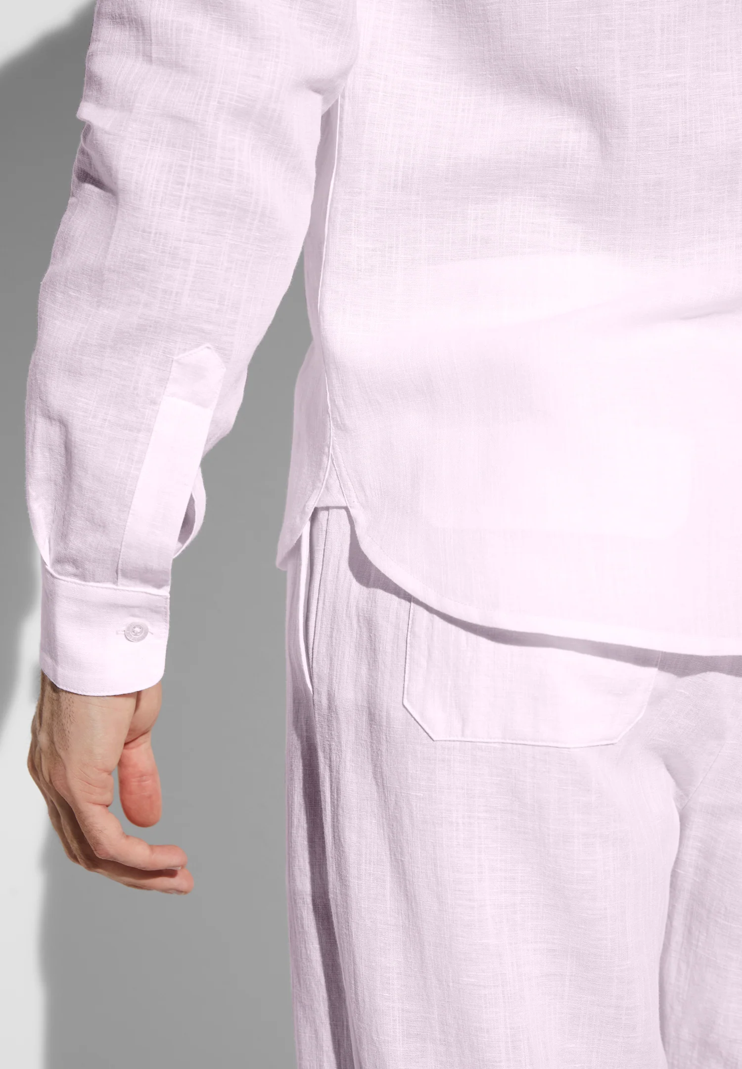 Linen Blend | Durchgeknöpftes Hemd langarm - pink whisper - Image 4