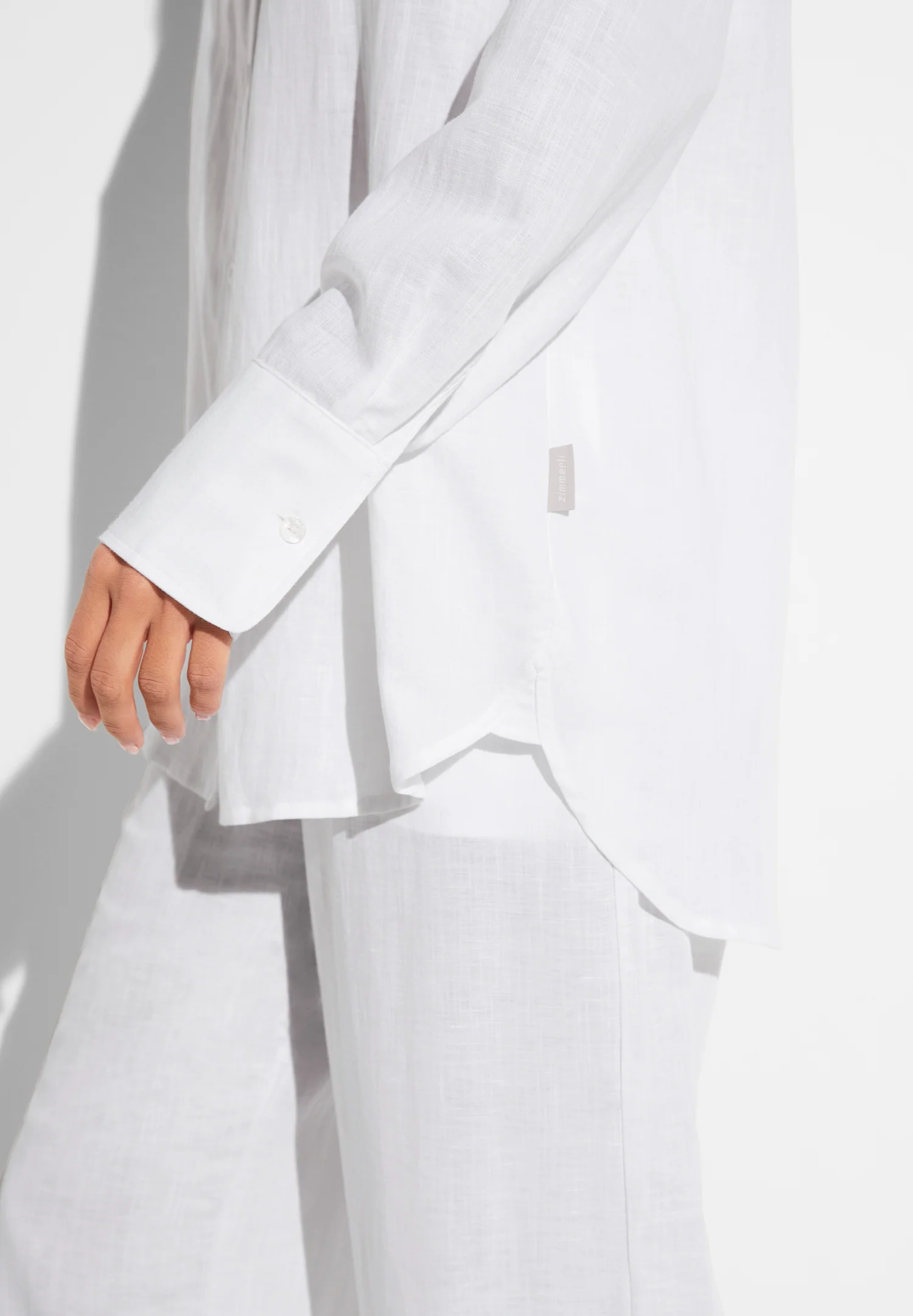 Linen Blend | Durchgeknöpftes Hemd langarm - weiss - Image 4