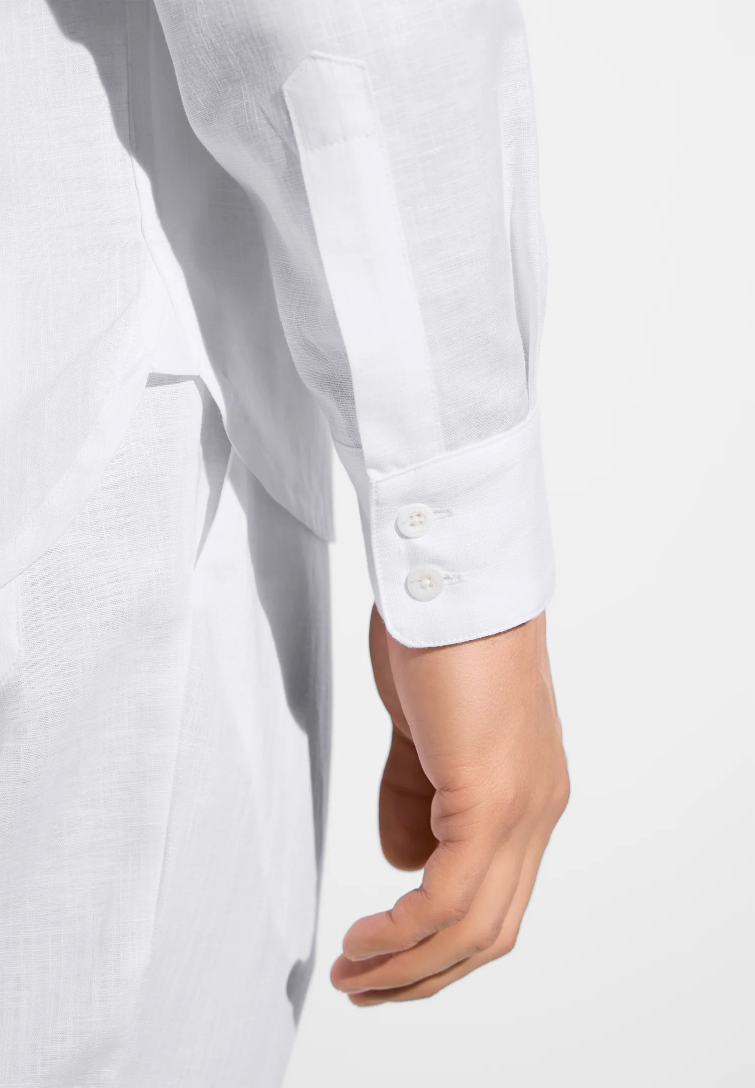 Linen Blend | Durchgeknöpftes Hemd langarm - weiss - Image 4