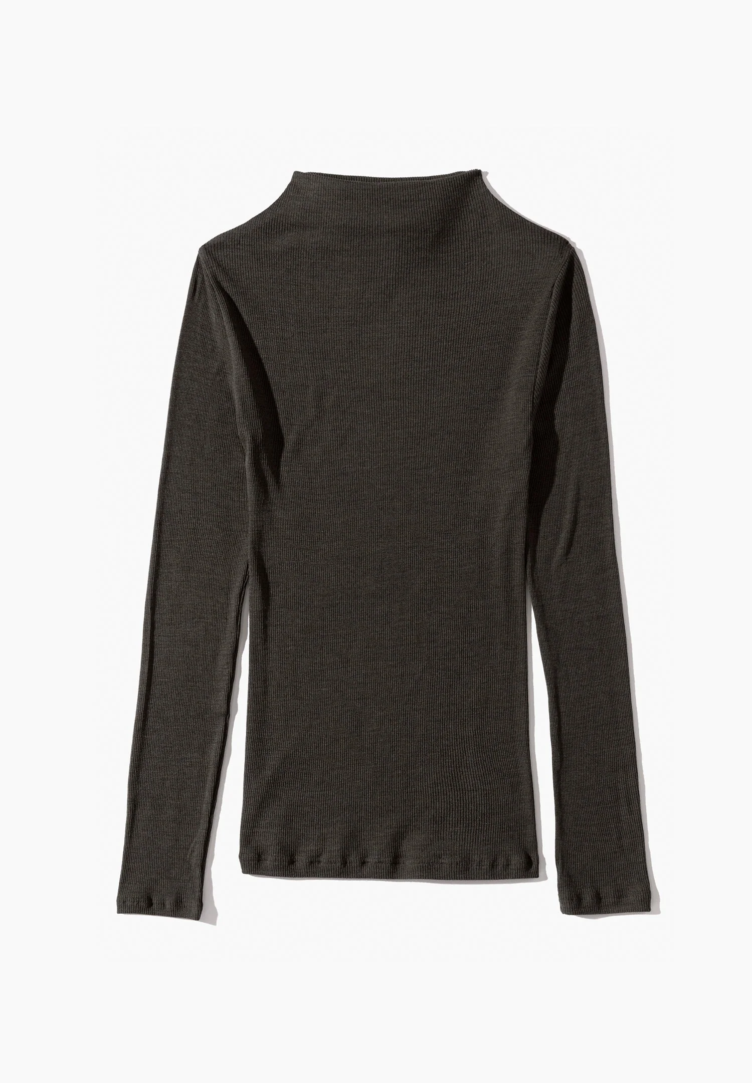 Wool & Silk | T-Shirt langarm - black olive - Image 3